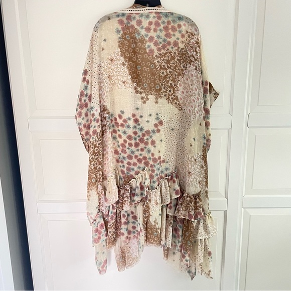 Free People Sweet Emotion Floral Ruffle Kimono One Size 26806 - Picture 4 of 10